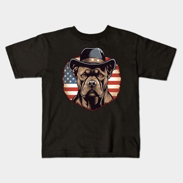 American Staffordshire Terrier 4th of July Kids T-Shirt by NatashaCuteShop